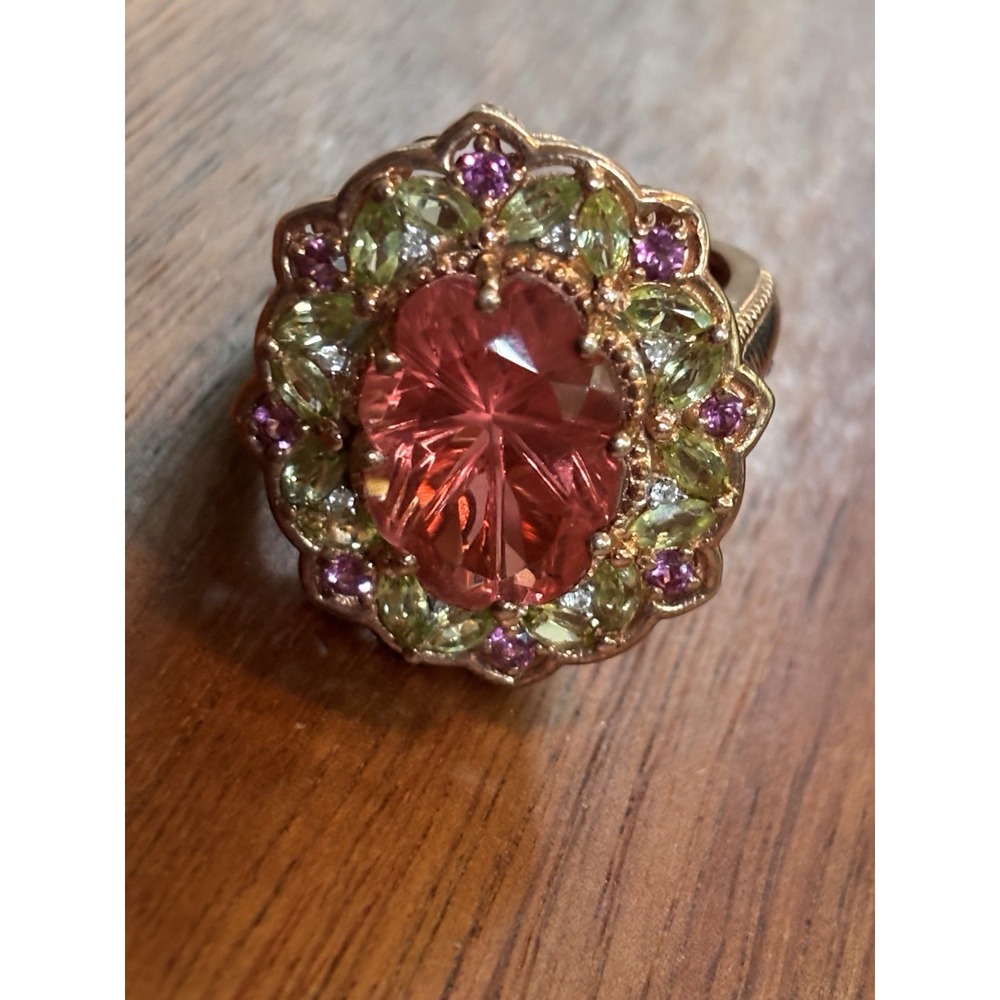 Beautiful STS Sterling Silver 925  Multicolor Quartz Gemstone Ring size 9